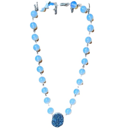 Blue Druzy and Opalite necklace handmade one of a kind